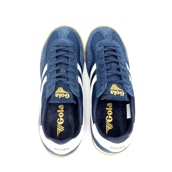 Gola Harrier Classic Sneaker Navy Blue Suede White Gum Sole Mens US 10 - Picture 5 of 10